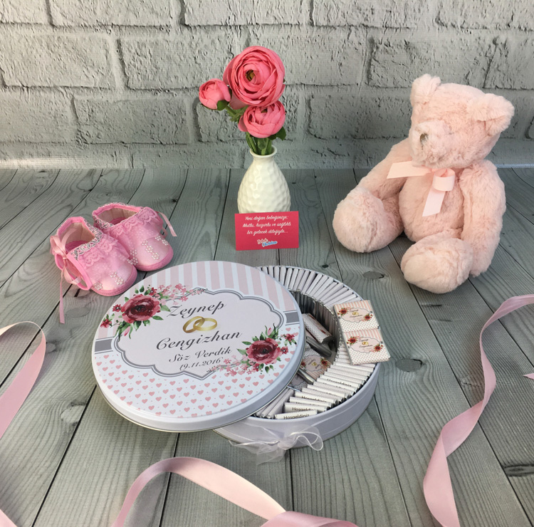 soz cikolatasi - gul yuzuklu metal kutu100 ad cikolatali