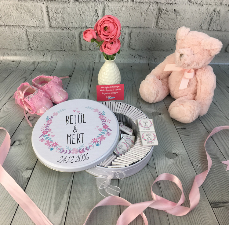 soz cikolatasi - flower metal kutu100 ad cikolatali