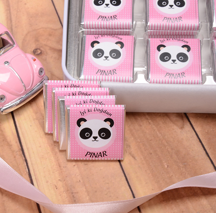 dogum gunu cikolatasi - panda metal kutu 48 ad cikolatali